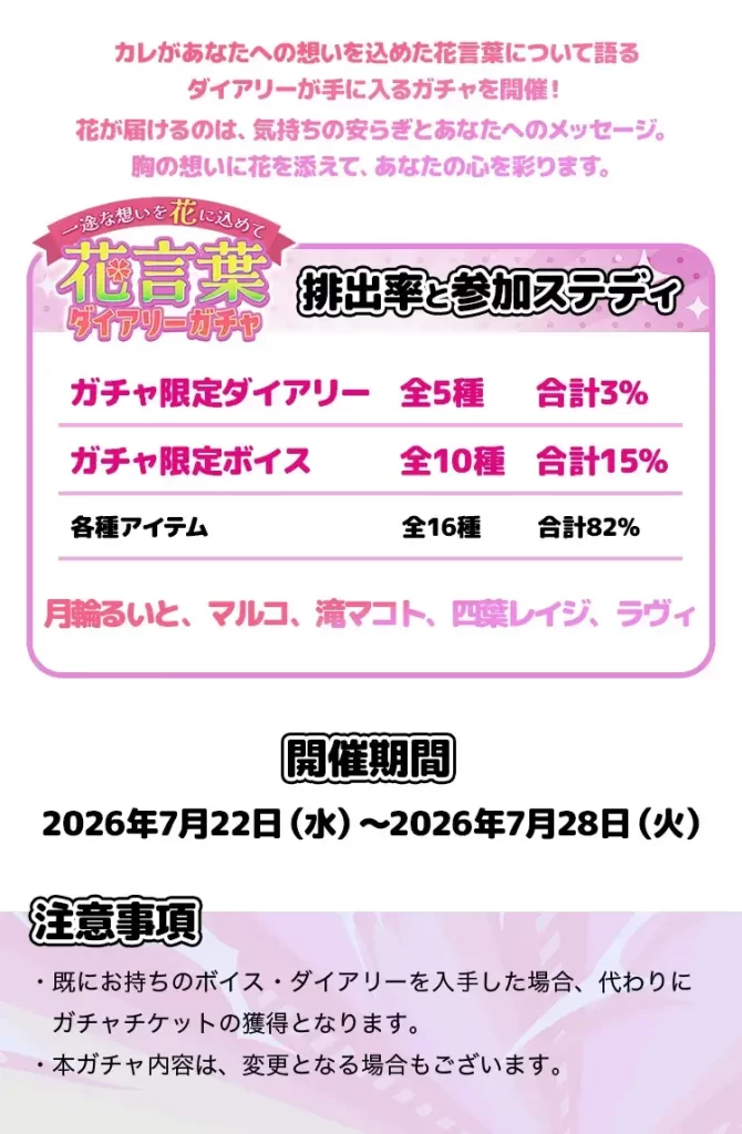 一途な想いを花に込めて✿花言葉ダイアリーガチャ①